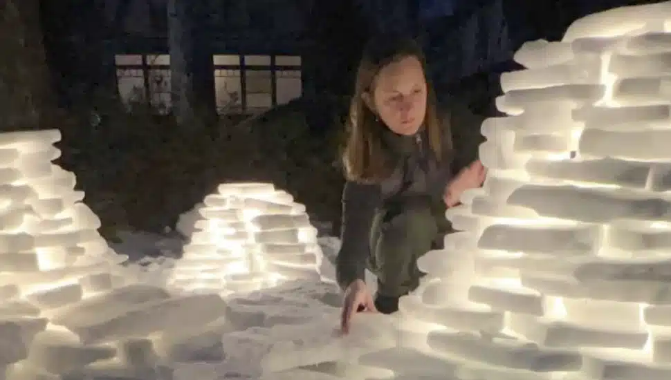 Emily Stewart pieces together Swedish snow lanterns.