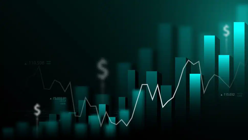 A green graph showing an upward trend.