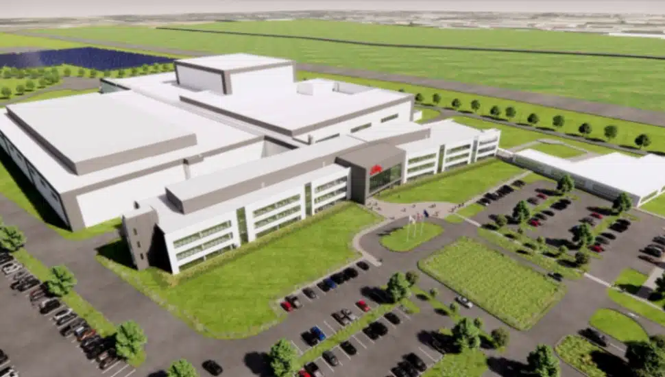 A rendering of the new Lehigh Valley facility being built for Eli Lilly.