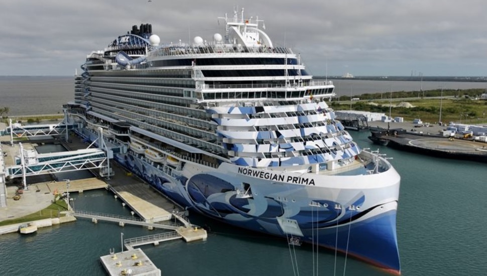 Norwegian Cruise Line ship at dock.