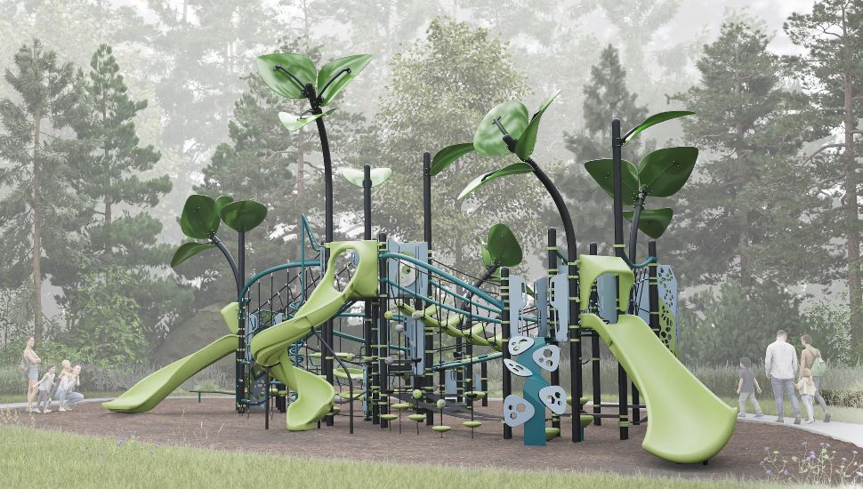 The Playbooster Playsystem has interconnected slides,paths, climbers and more.