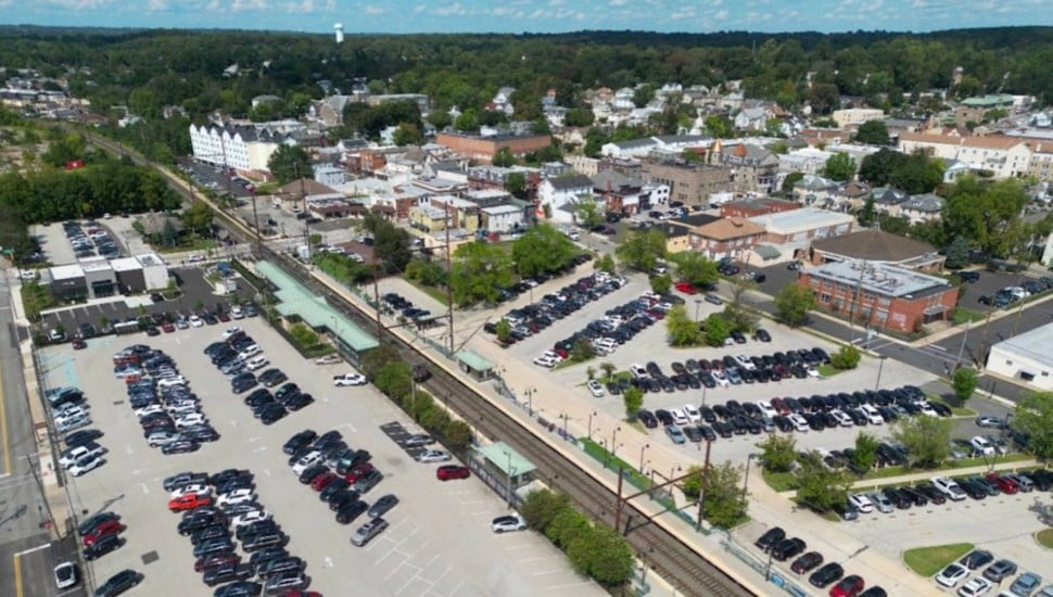 An aerial view of the parking lot owned by SEPTA that will be replaced with a mixed-use development.