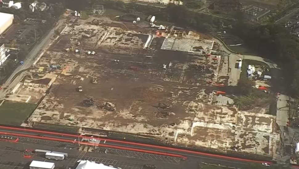 Aerial view of the SPS Technologies fire after cleanup form fire.