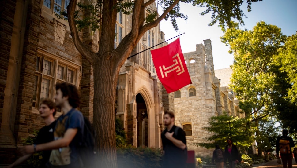 Temple University students on campus.
