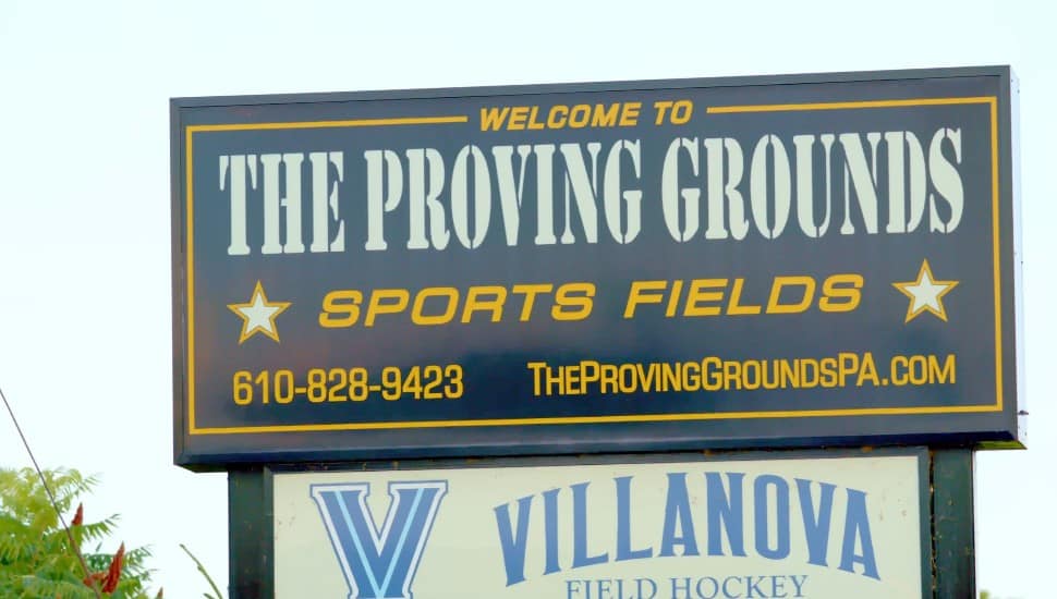 The Proving Grounds marquee stands in Conshohocken