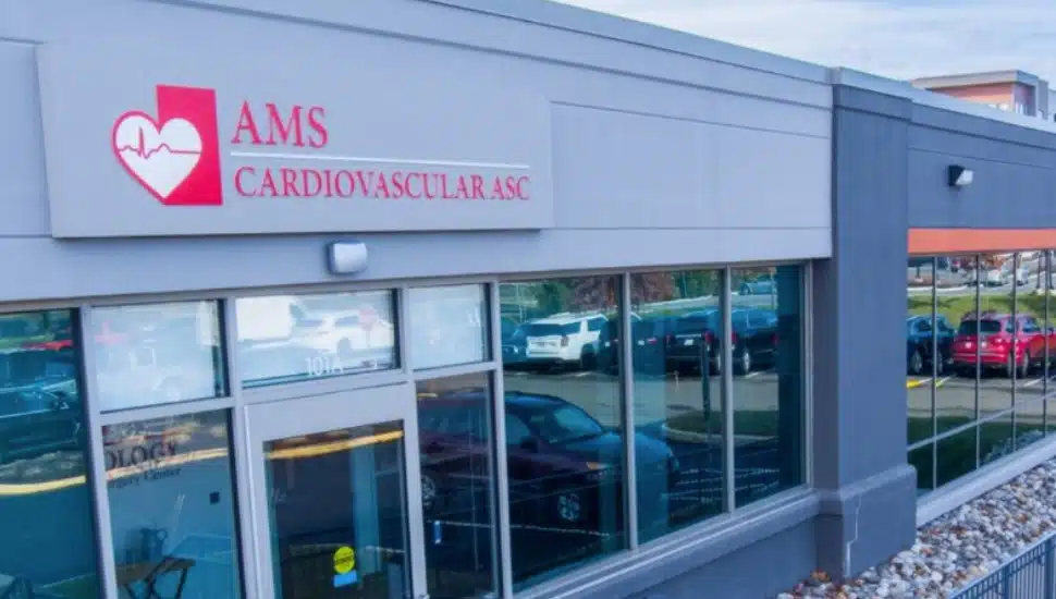 Out front of the AMS Cardiovascular Center in Horsham.