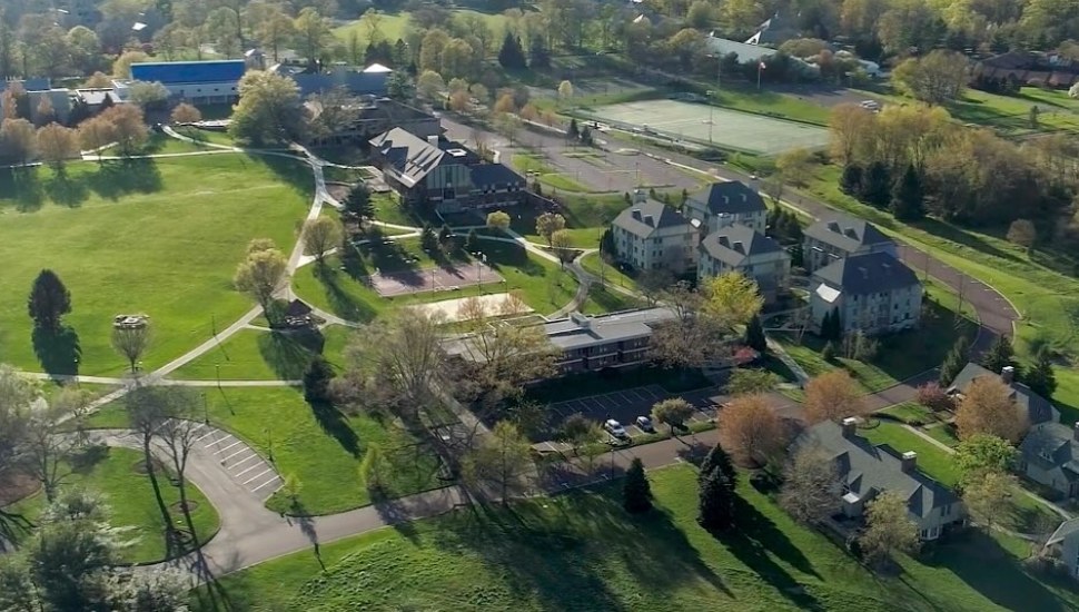 An aerial view of Bryn Athyn College.