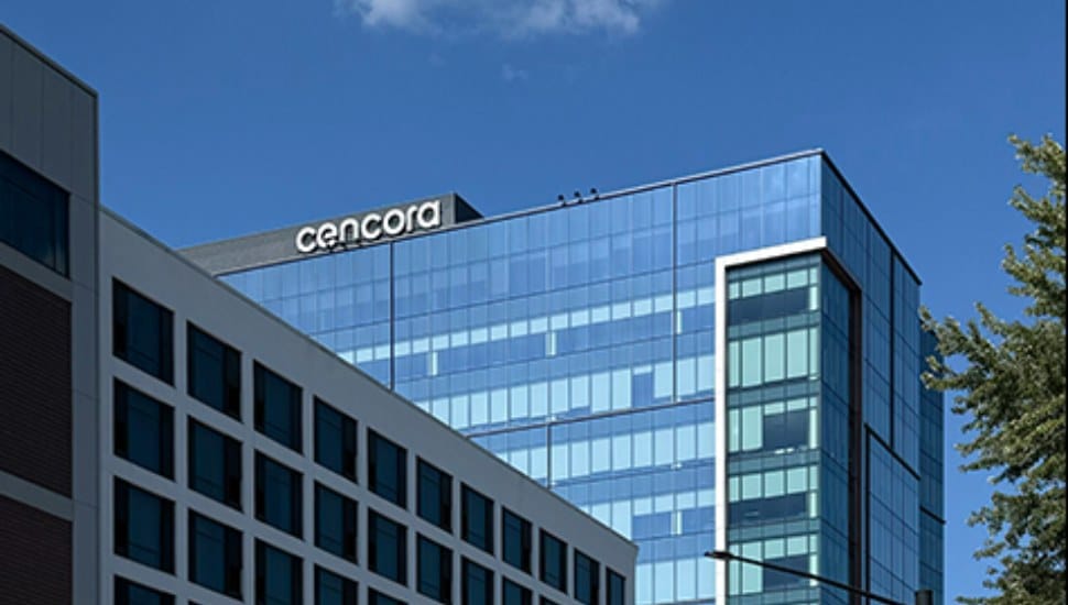 A view of Cencora headwquarters from the street in Conshohocken.