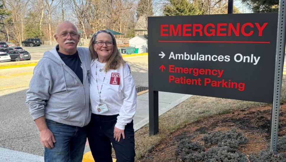 Nurse Cindy Zimmerman and Pennsylvania Turnpike worker John Gallagher.