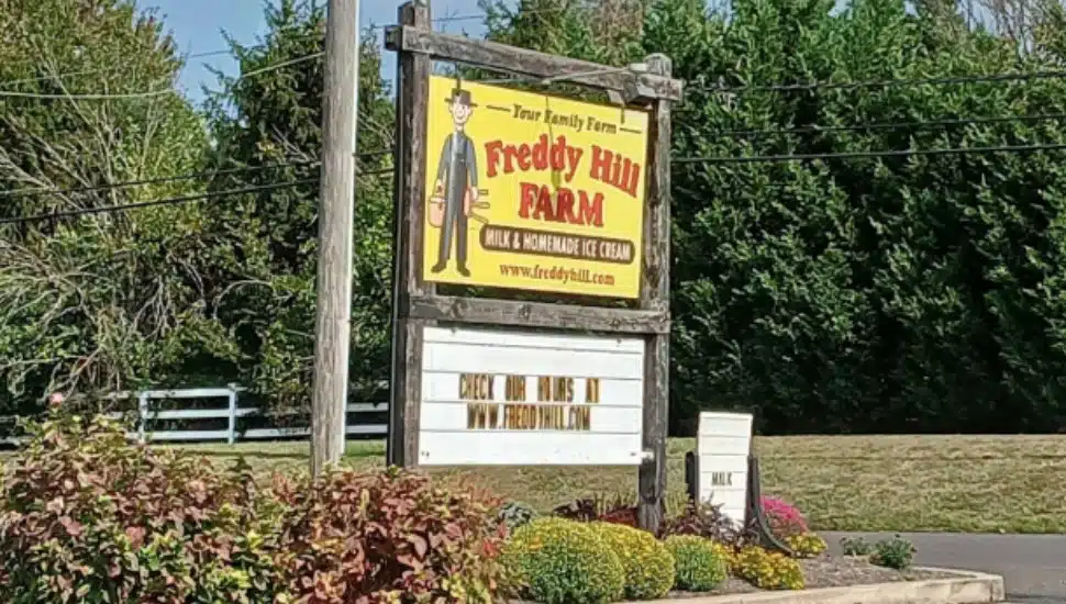 The marque of the former Freddy Hill Farms in Towamencin.