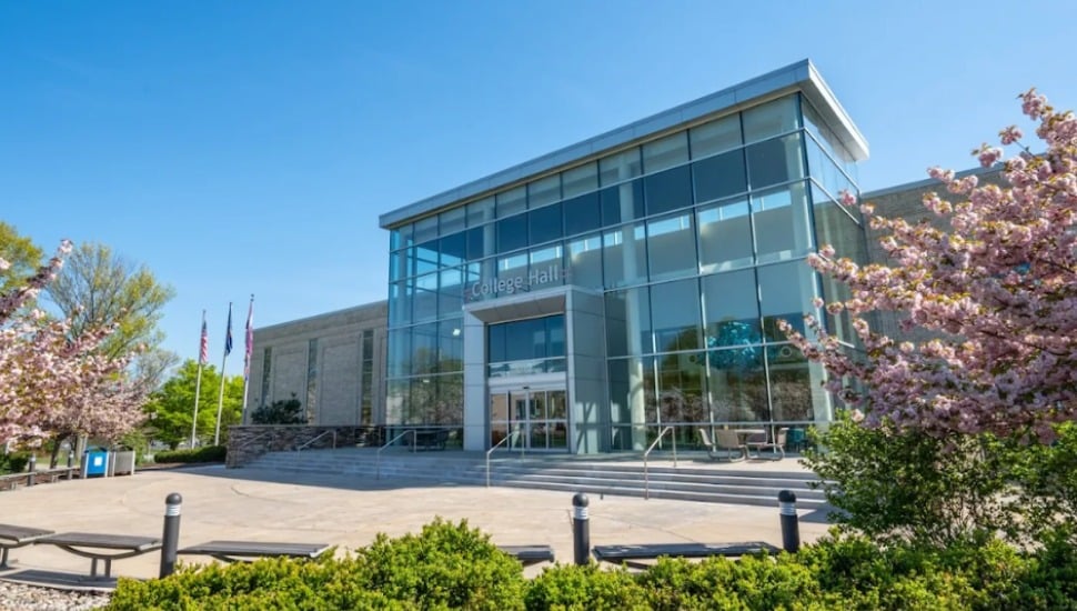 Outside of College Hall in Montgomery County Community College.
