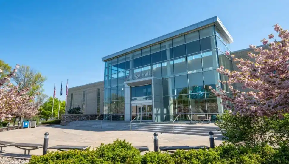 Outside of College Hall in Montgomery County Community College.