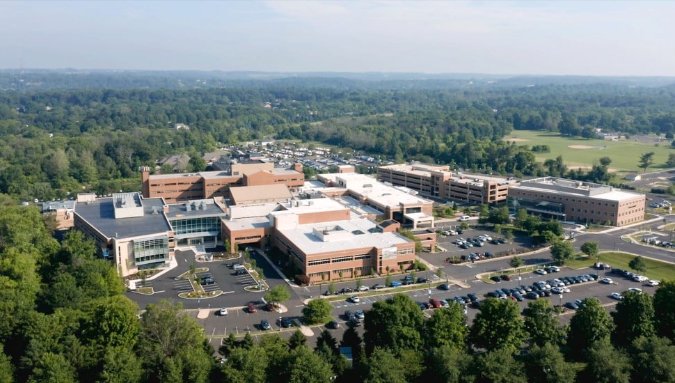 Aerial view of Penn Medicine Doylestown Health.