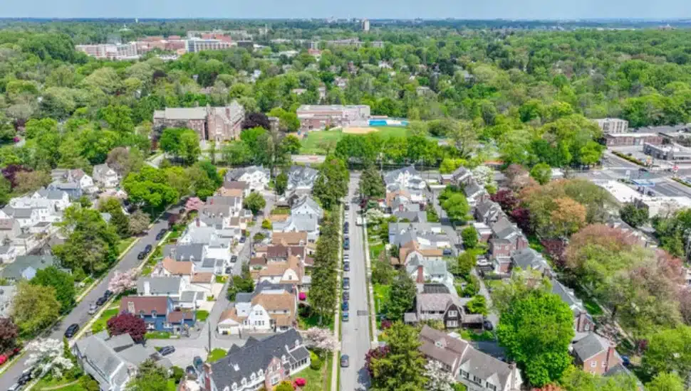 An aerial view of Penn Wynne.