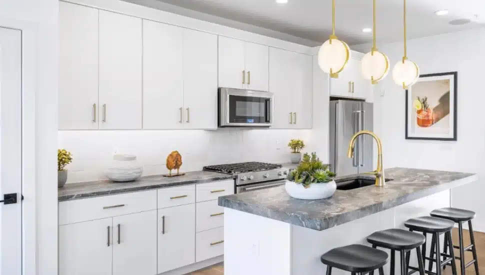 A new kitchen at Toll Brothers' Regency at Rockhill Ridge in Sellersville.