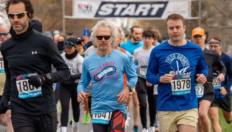 Runners take off from the starting line at the Valley Forge Revolutionary 5-Mile Run, an annual race supporting preservation projects at Valley Forge National Historical Park.