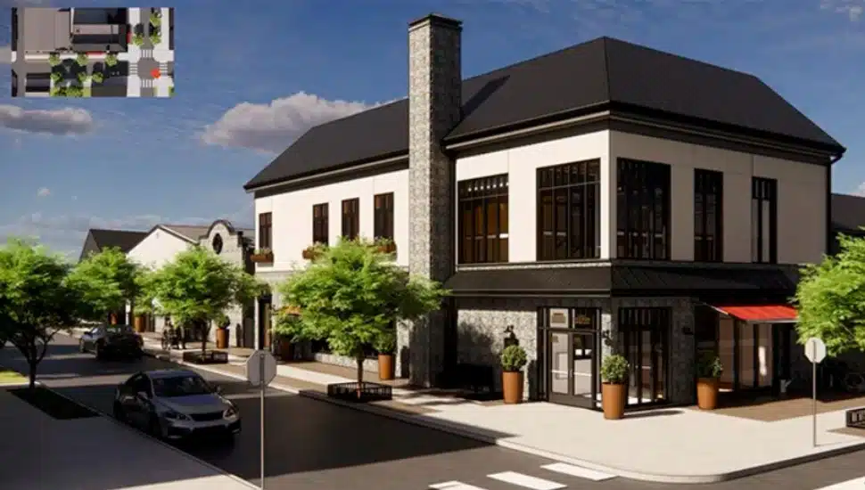 A rendering of the outside of the upcoming Rick's Tavern.