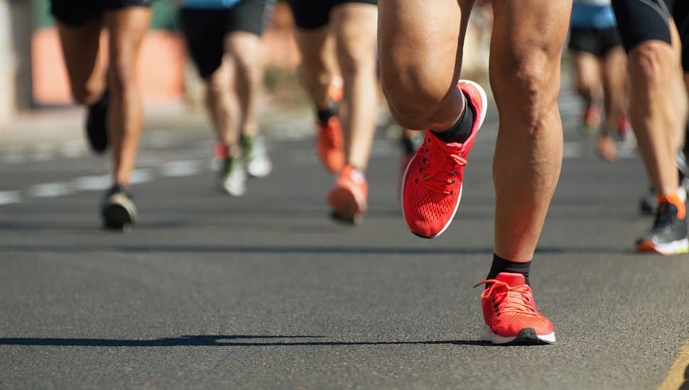 Runners unite on a trail.