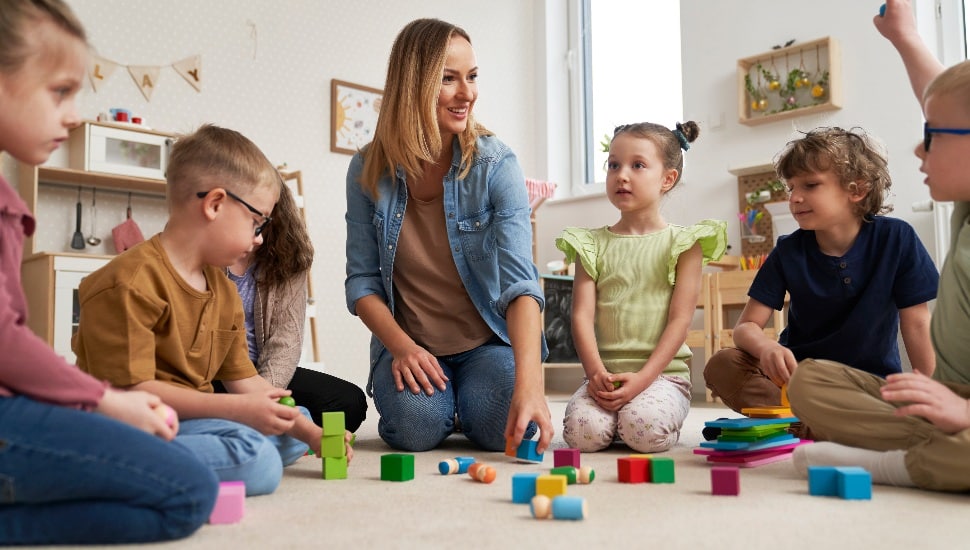 Special Ed teacher with her students