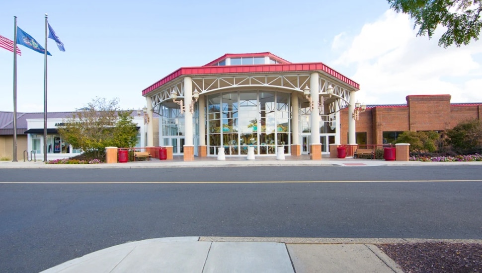 Outside the carousel entrance of the Willow Grove Park Mall.
