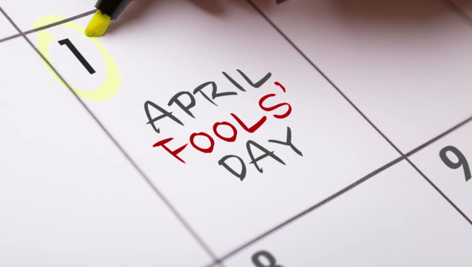 Highlighter circles April Fools' Day on calendar.