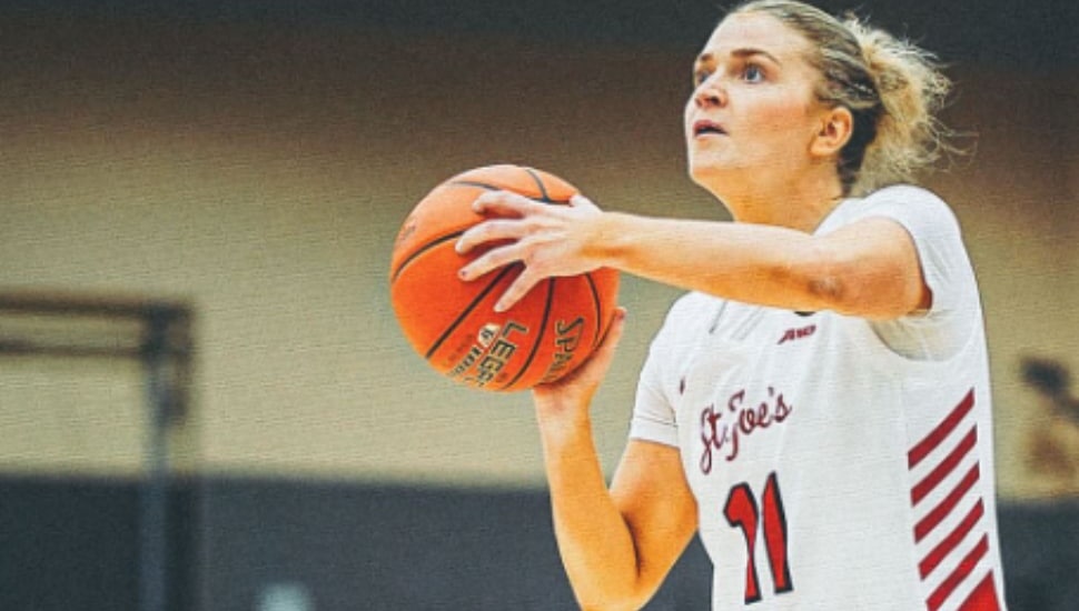 St. Joe's guard Kaylie Griffin shoots the basketball.
