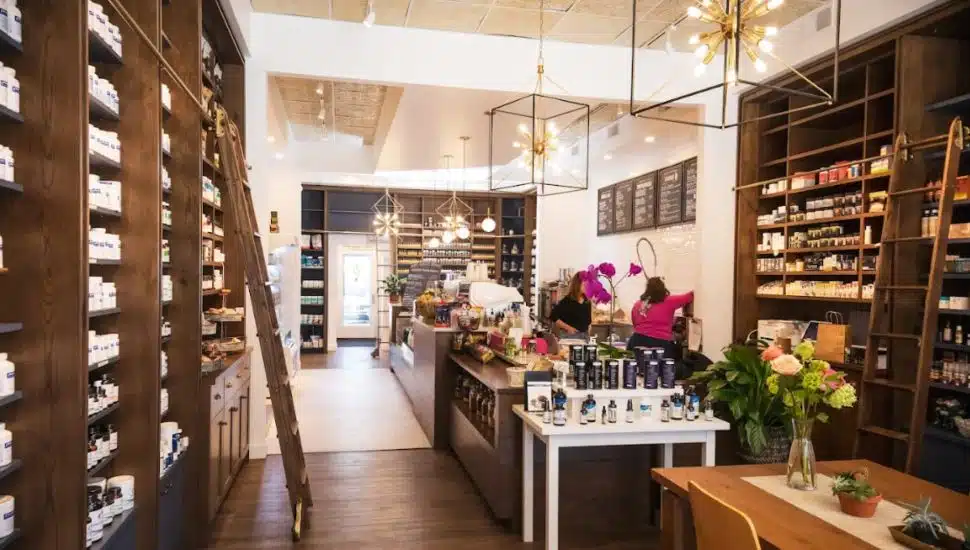 Inside the Arrowroot Apothecary & Cafe in Bryn Mawr.