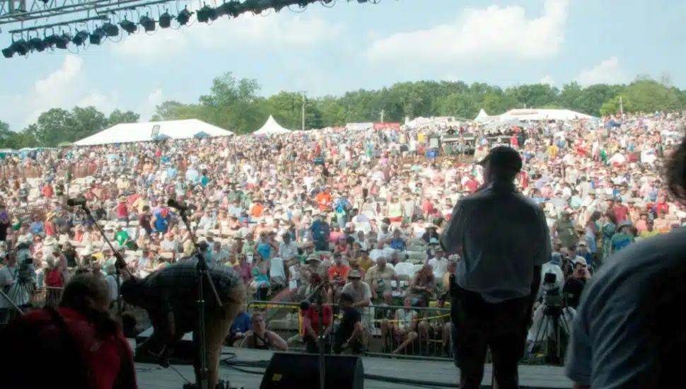 A view of the crowd from the stage at the Philadelphia Folk Festival.