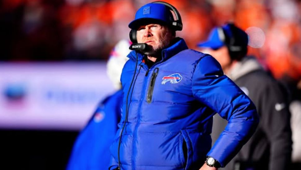 Sean McDermott on the sideline at a Buffalo Bills game.