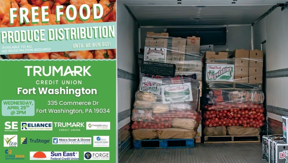 Graphic next to image of truckload of produce.