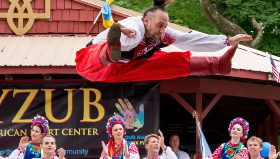 Dancers celebrate at the Ukrainian Folk Festival.