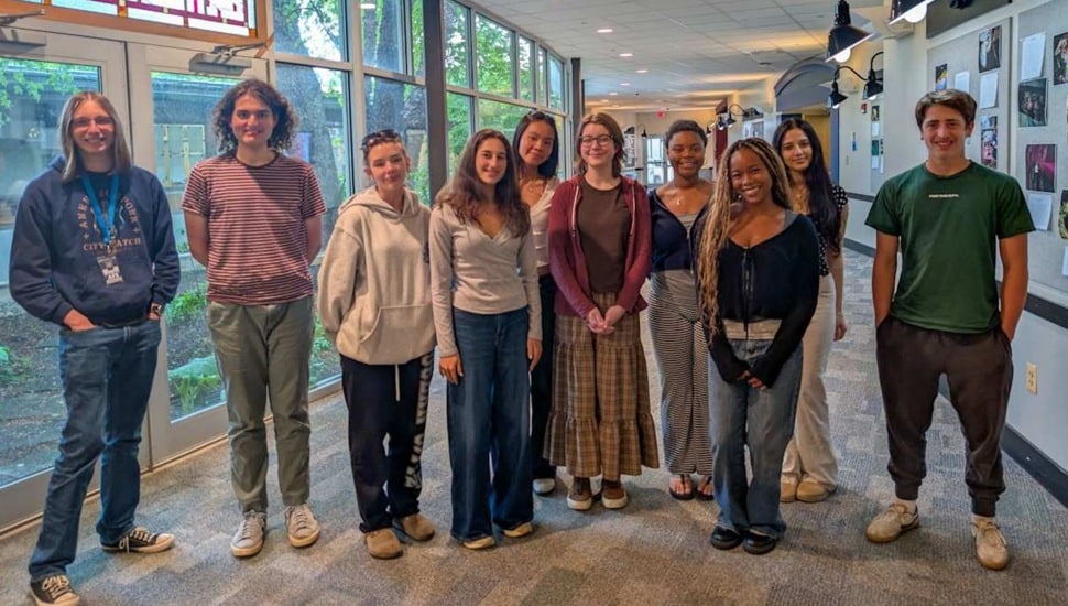 High school students pose for a group photo.