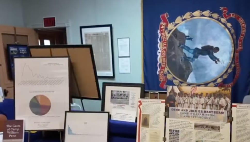 An exhibit of artifacts from the Black Union soldiers who trained at Camp William Penn.