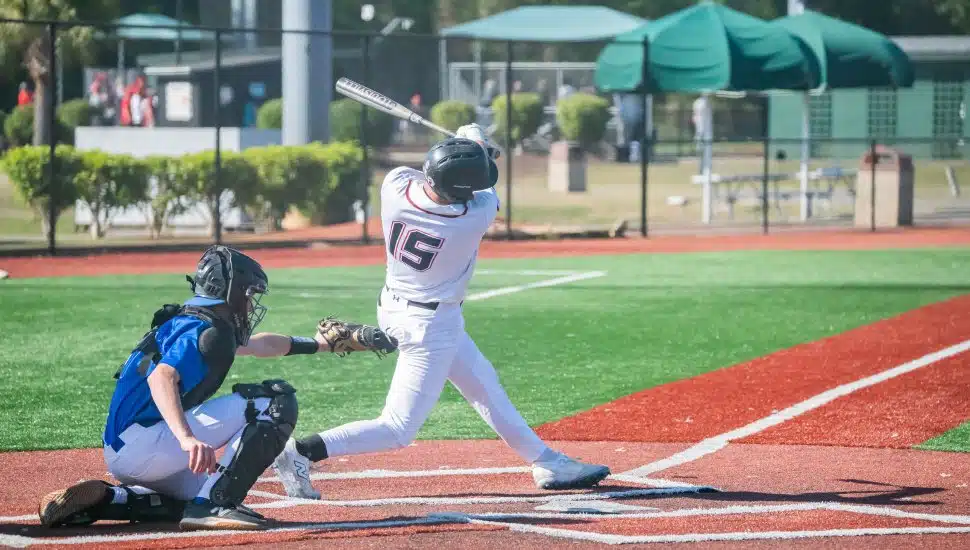 Hatboro-Horsham's Kenny Lutz swings at a ball from homeplate.