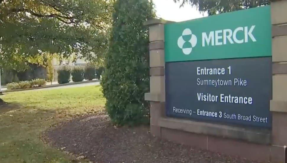 The sign for Merck's West Point campus.