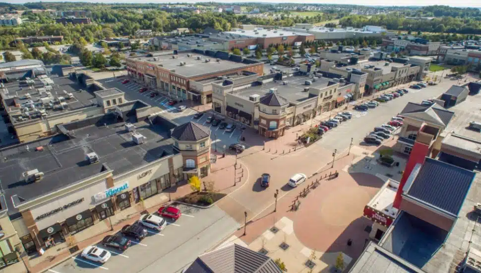 An aerial view of the Providence Town Center in Collegeville.