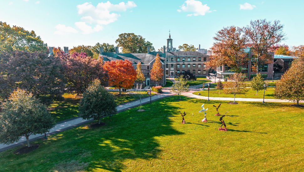 An aerial view of Ursinus College's campus.