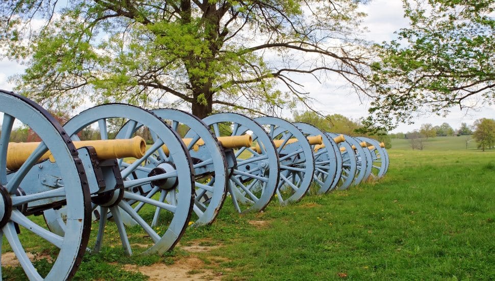 Revolutionary War cannons on display at Valley Forge National Historical Park.