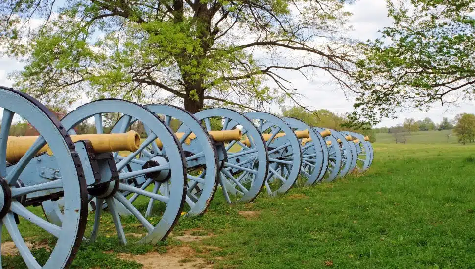 Revolutionary War cannons on display at Valley Forge National Historical Park.