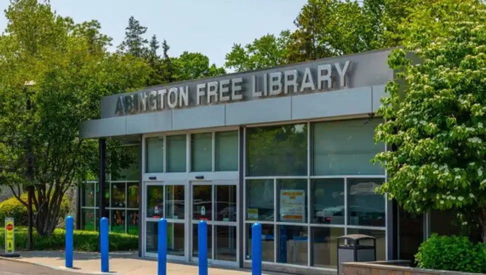 The front of the Abington Free Library.