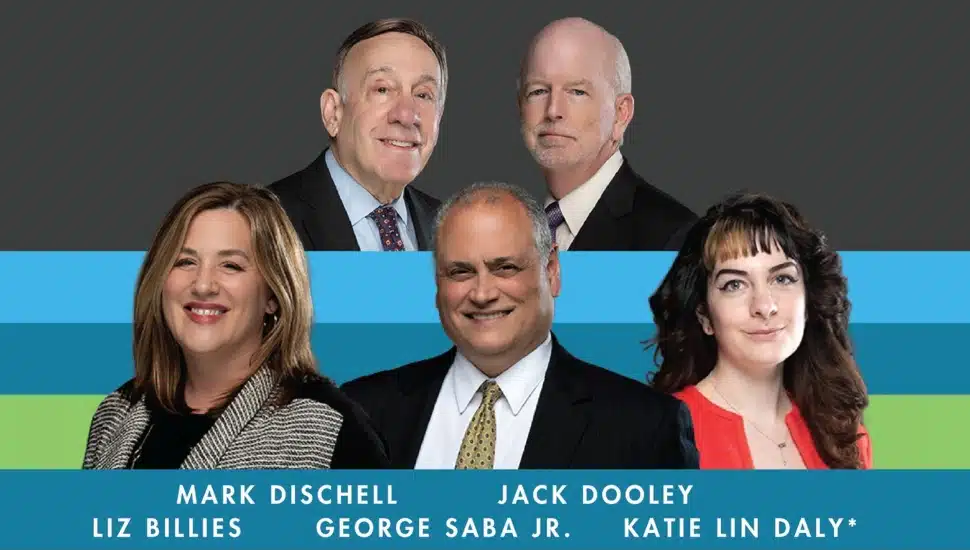 Headshots of five award-winning attorneys.