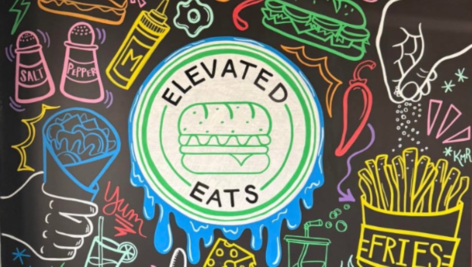 The colorful mural inside the dining room of Elevated Eats in Harleysville.