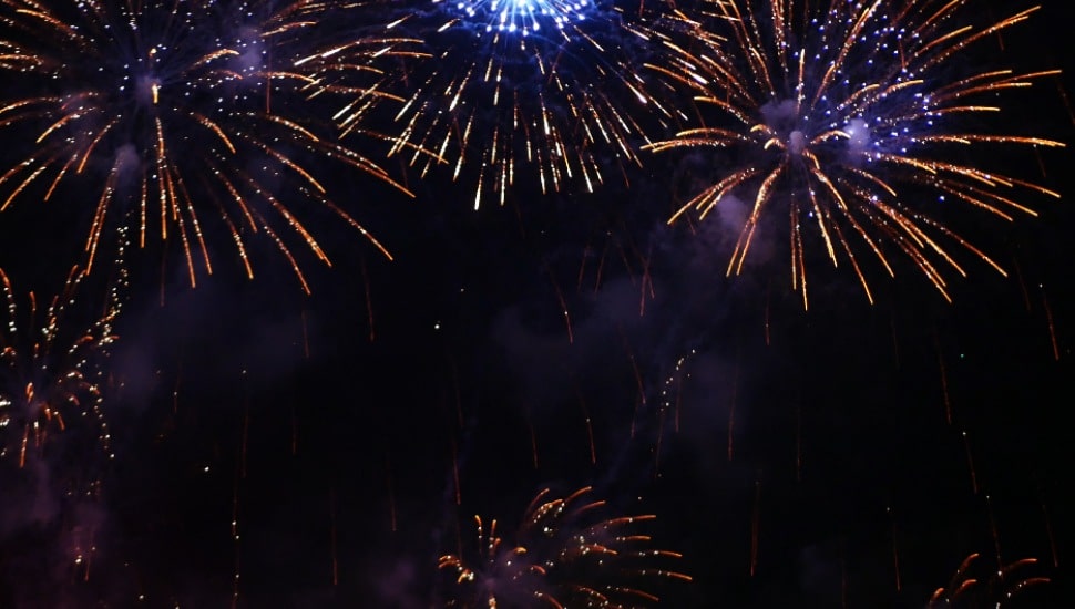 Golden Firework celebrate anniversary independence day night time celebrate national holiday. Countdown to new year 2024 party time event. Happy new year 2025, 4th of july holiday festival concept