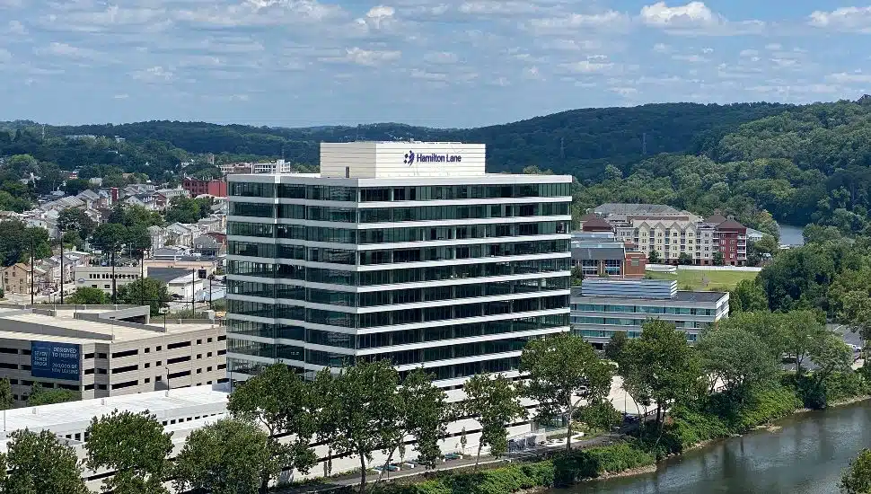 An aerial view of Hamilton Lane's Conshohocken headquarters.