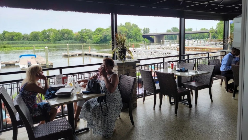 The view from the patio at Stinger's Waterfront looking out on the Darby Creek waterfront,