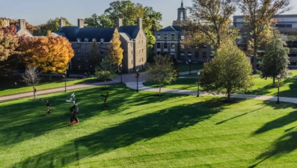 Aerial view of Ursinus College campus in Collegeville.